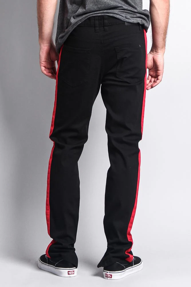 Men's Solid Side Striped Pants with Zipper - Image 33