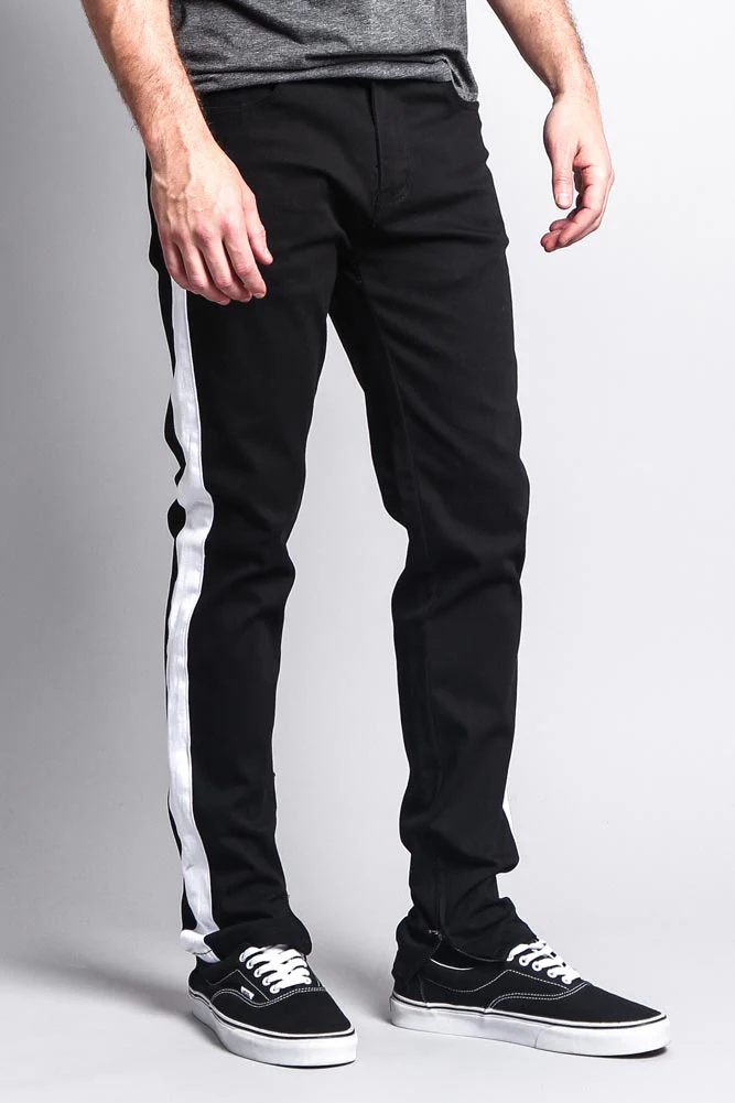 Men's Solid Side Striped Pants with Zipper - Image 4