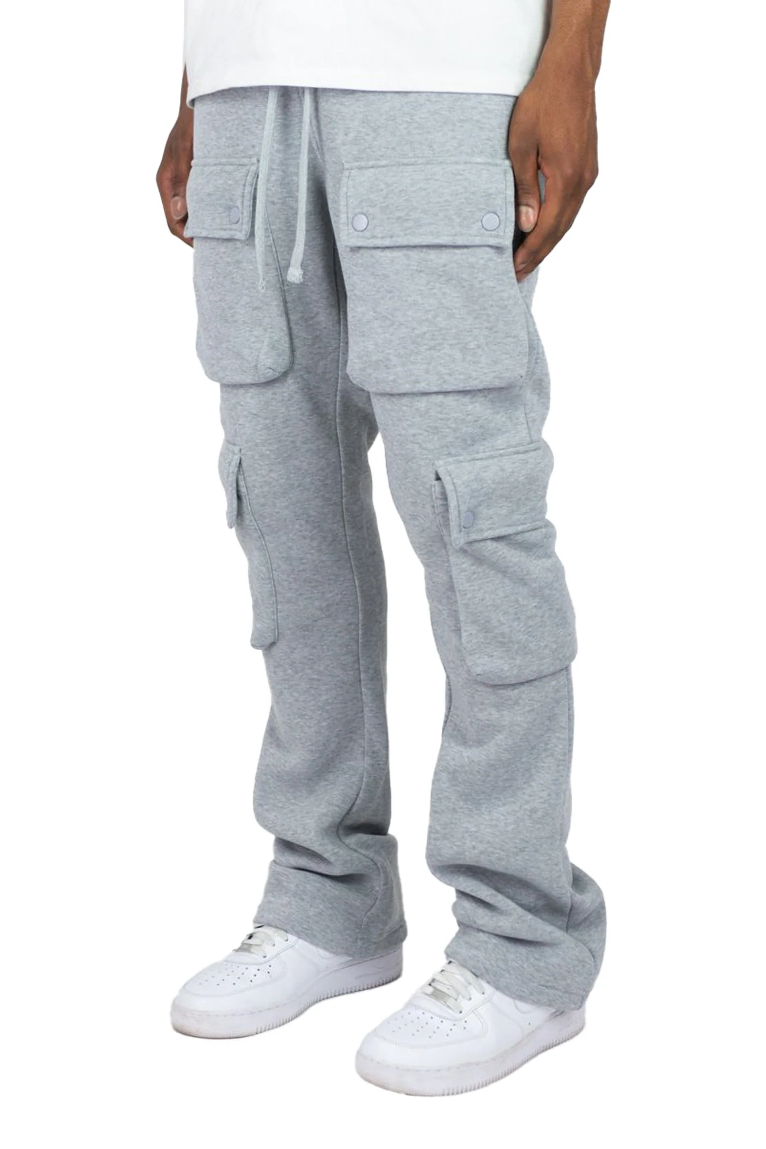 Men's Stacked Cargo Fleece Flared Sweat Pants - Image 2
