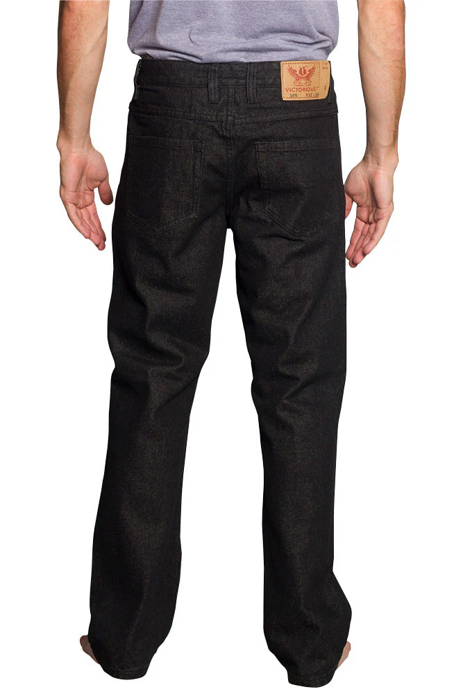 Men's Straight Fit Washed Denim Jeans (Washed Black) - Image 3