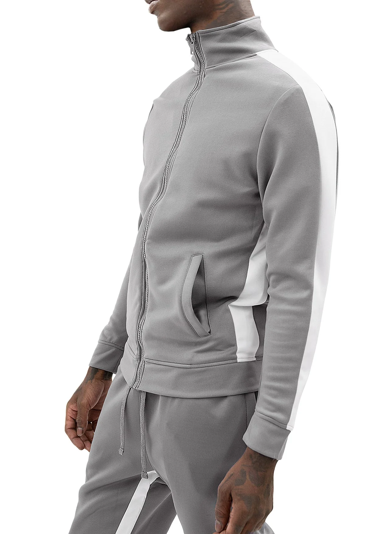 Men's Striped Solid Track Jacket - Image 12