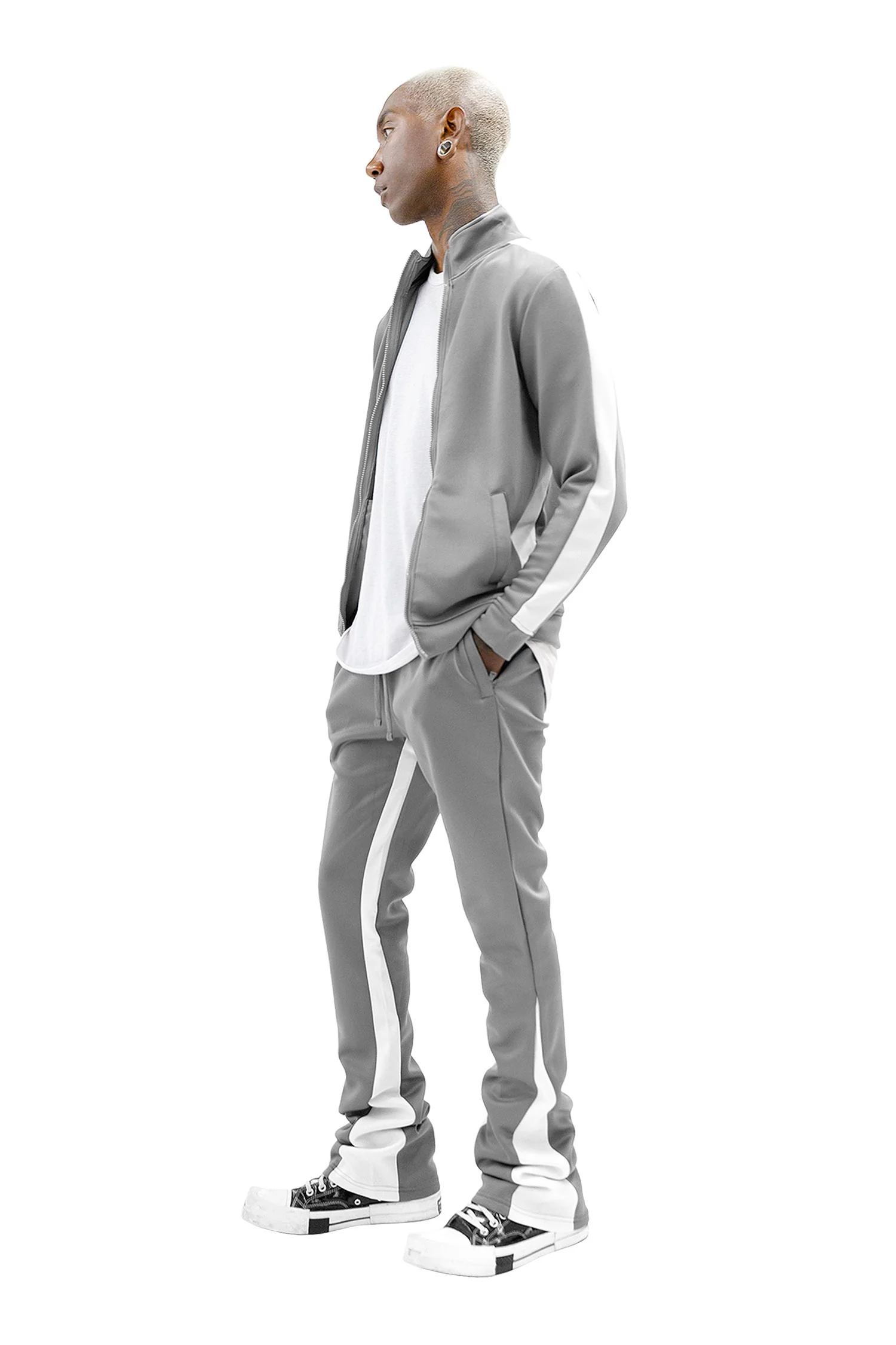 Men's Striped Solid Track Jacket - Image 15