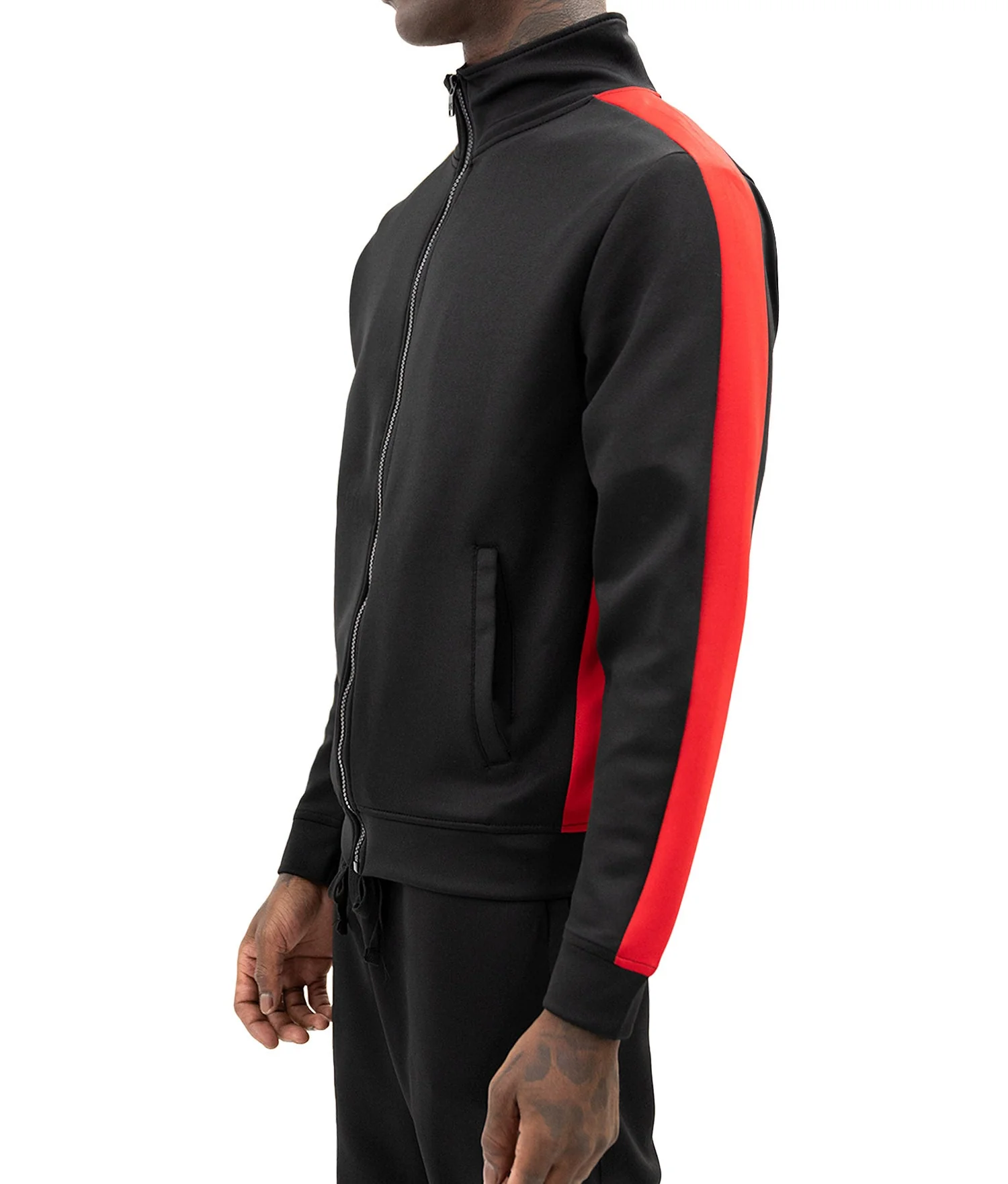 Men's Striped Solid Track Jacket - Image 2