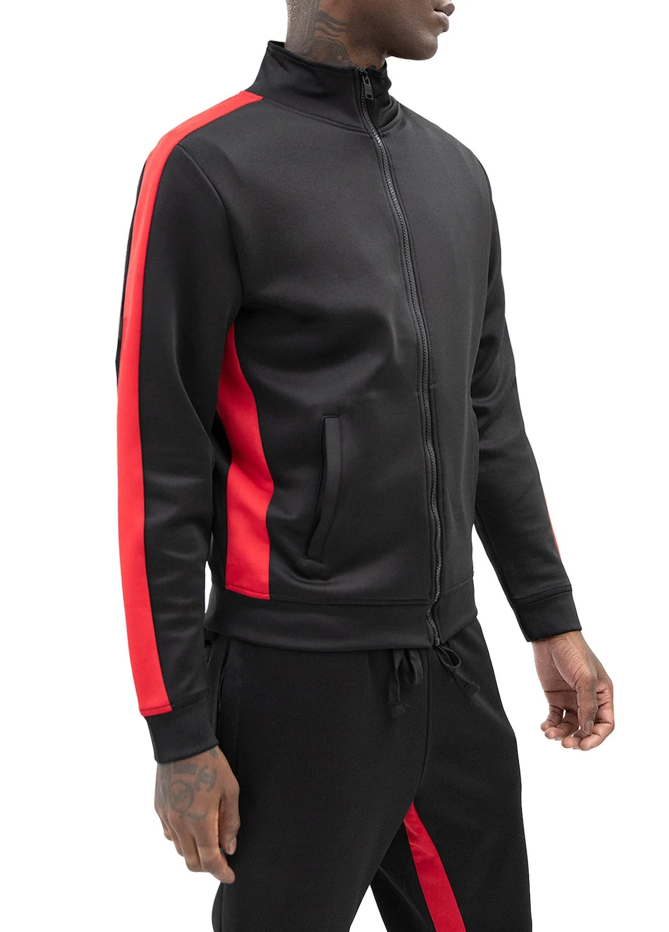 Men's Striped Solid Track Jacket - Image 4