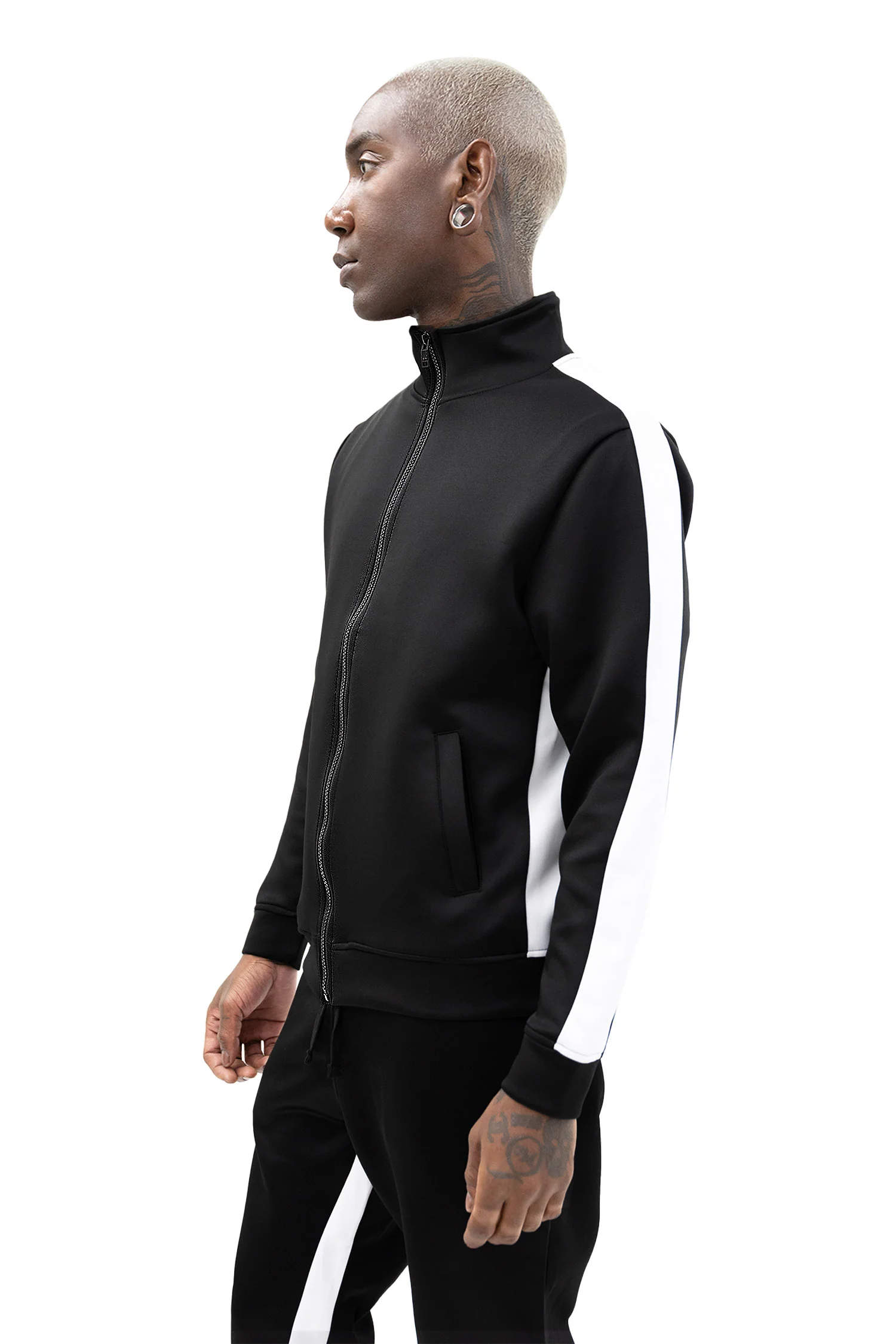 Men's Striped Solid Track Jacket - Image 7