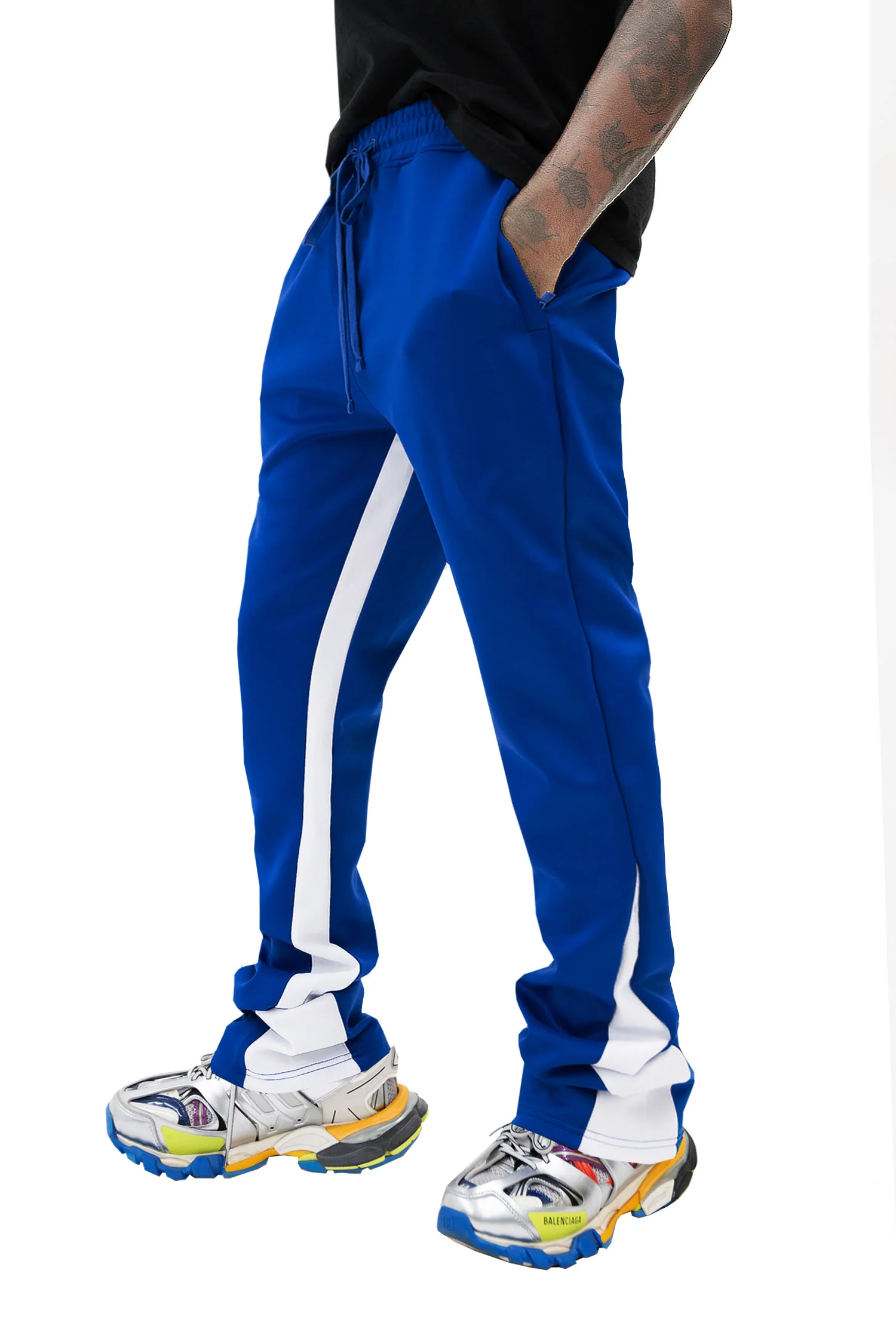 Men's Striped Stacked Flared Track Pants - Image 11