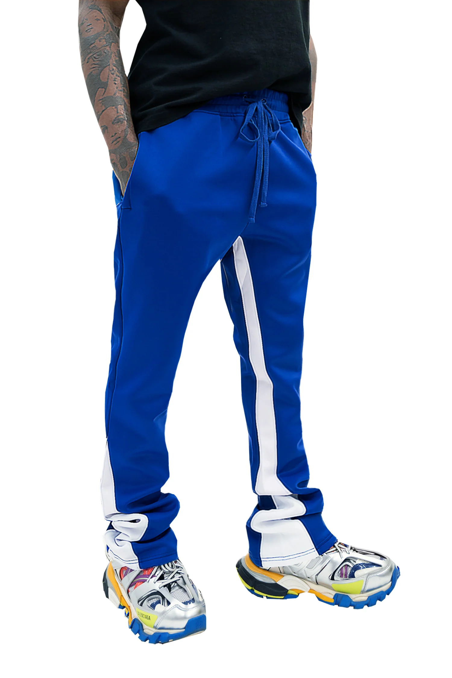 Men's Striped Stacked Flared Track Pants - Image 13