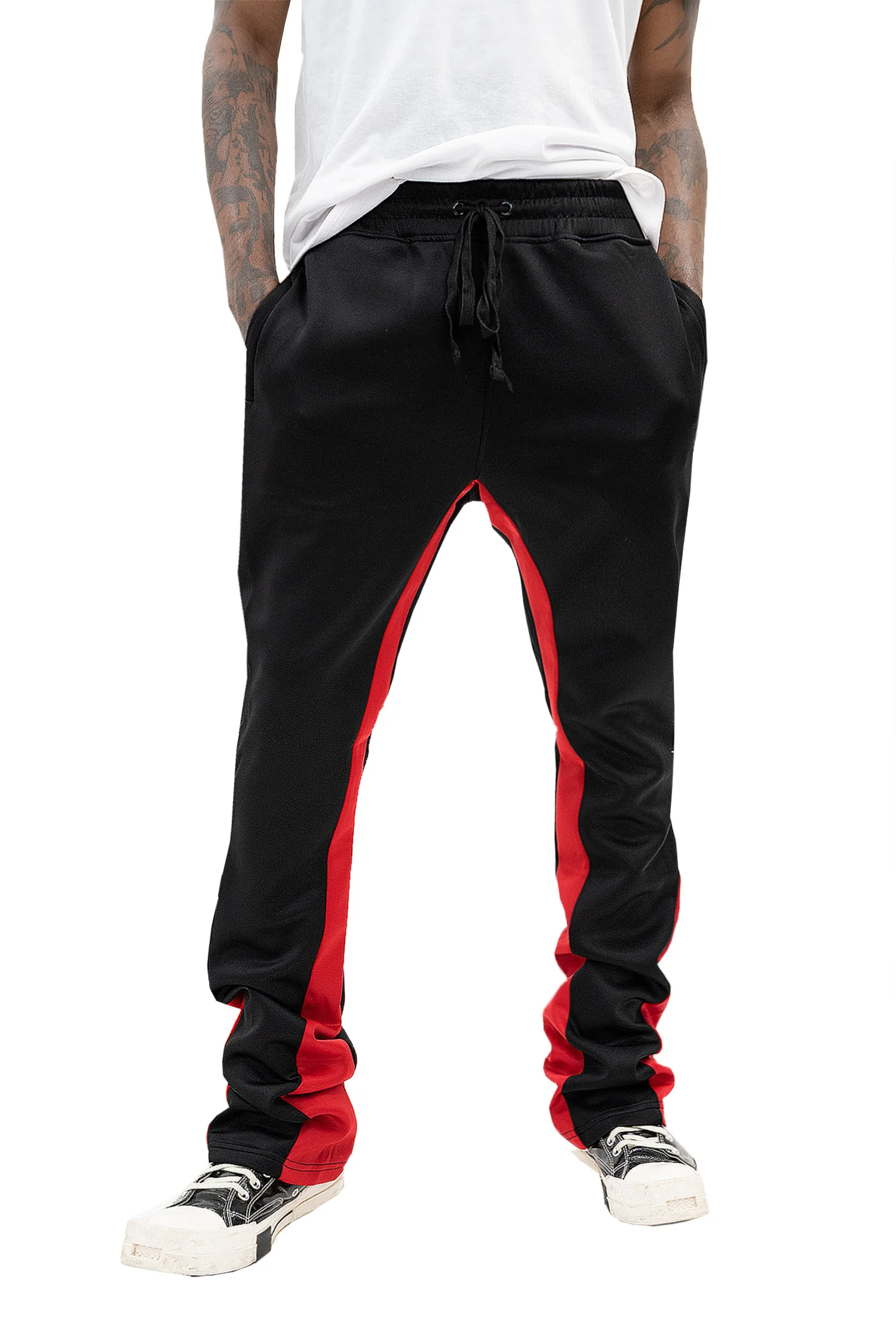 Men's Striped Stacked Flared Track Pants - Image 15