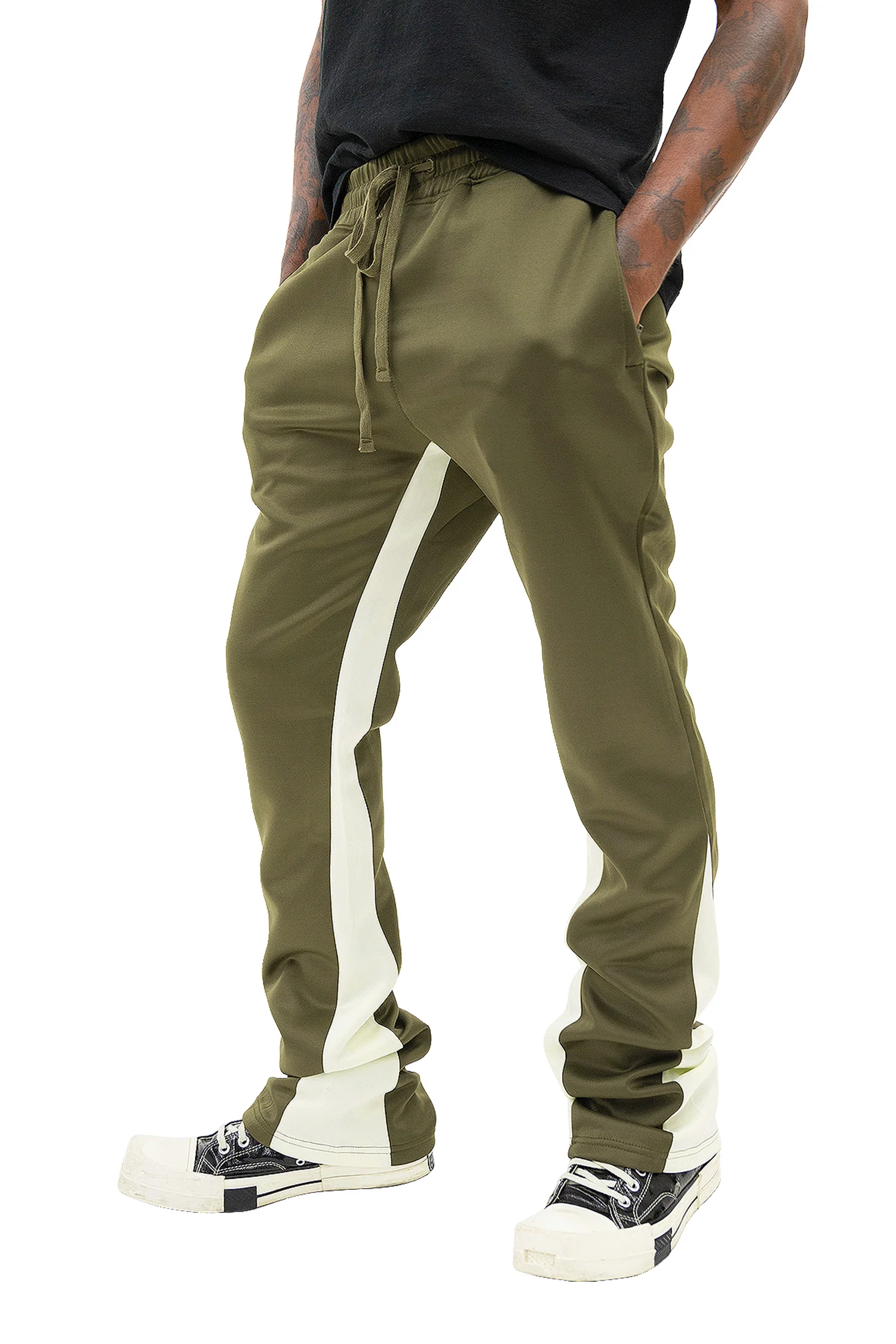 Men's Striped Stacked Flared Track Pants - Image 2