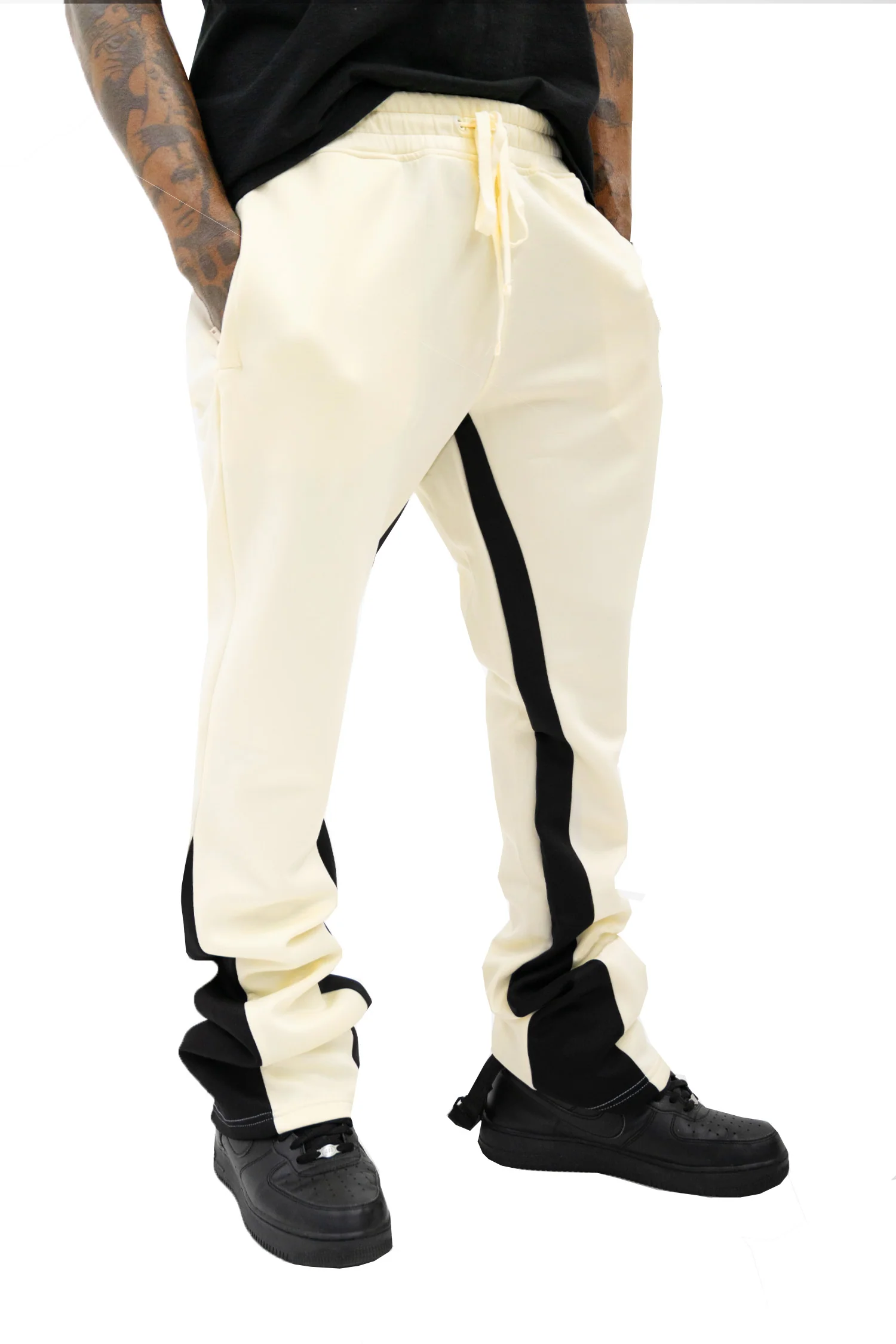 Men's Striped Stacked Flared Track Pants - Image 22