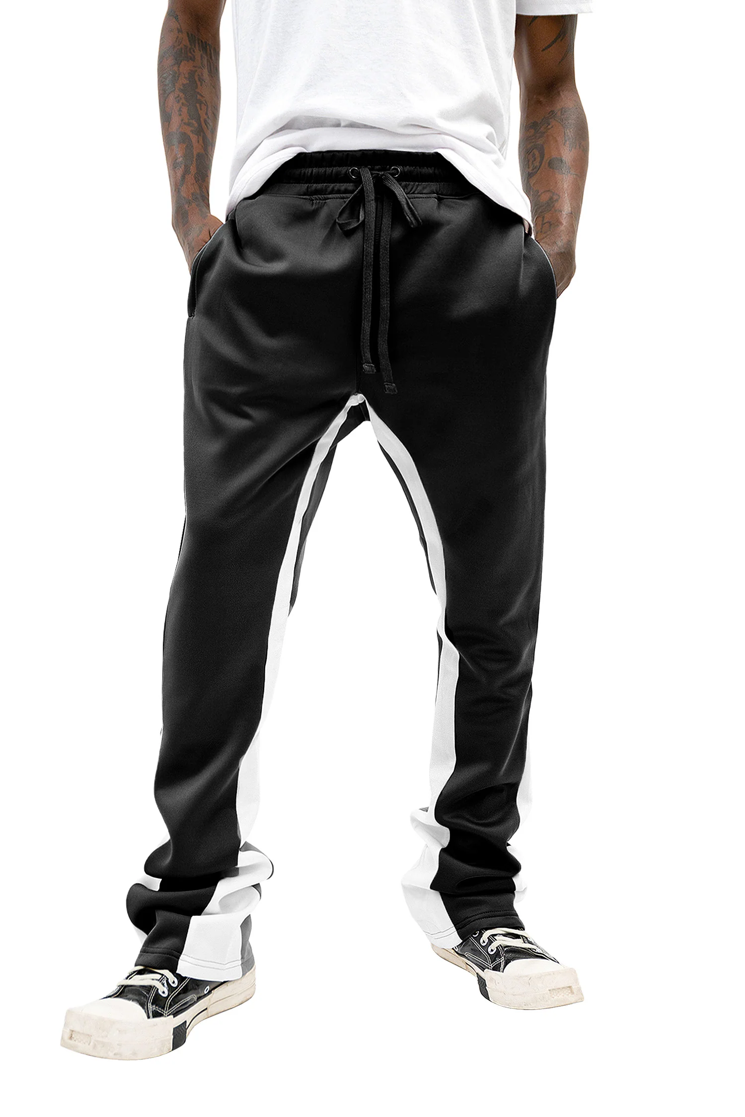 Men's Striped Stacked Flared Track Pants - Image 25