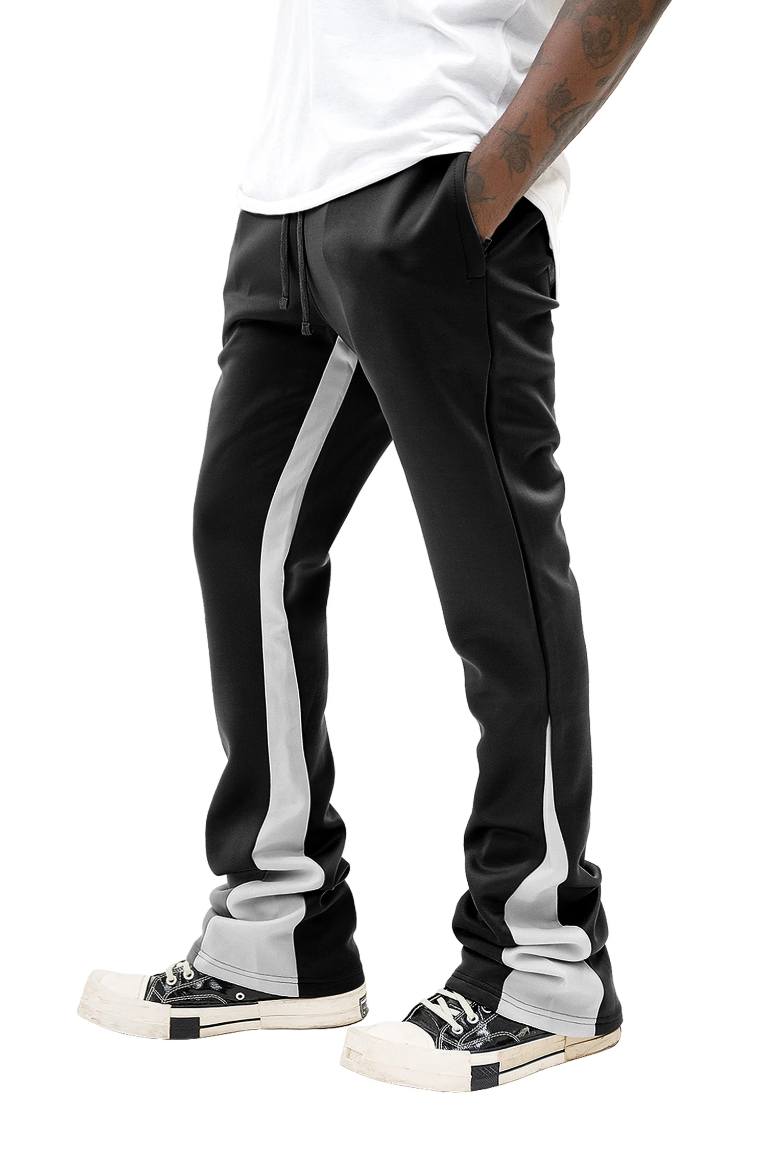 Men's Striped Stacked Flared Track Pants - Image 26
