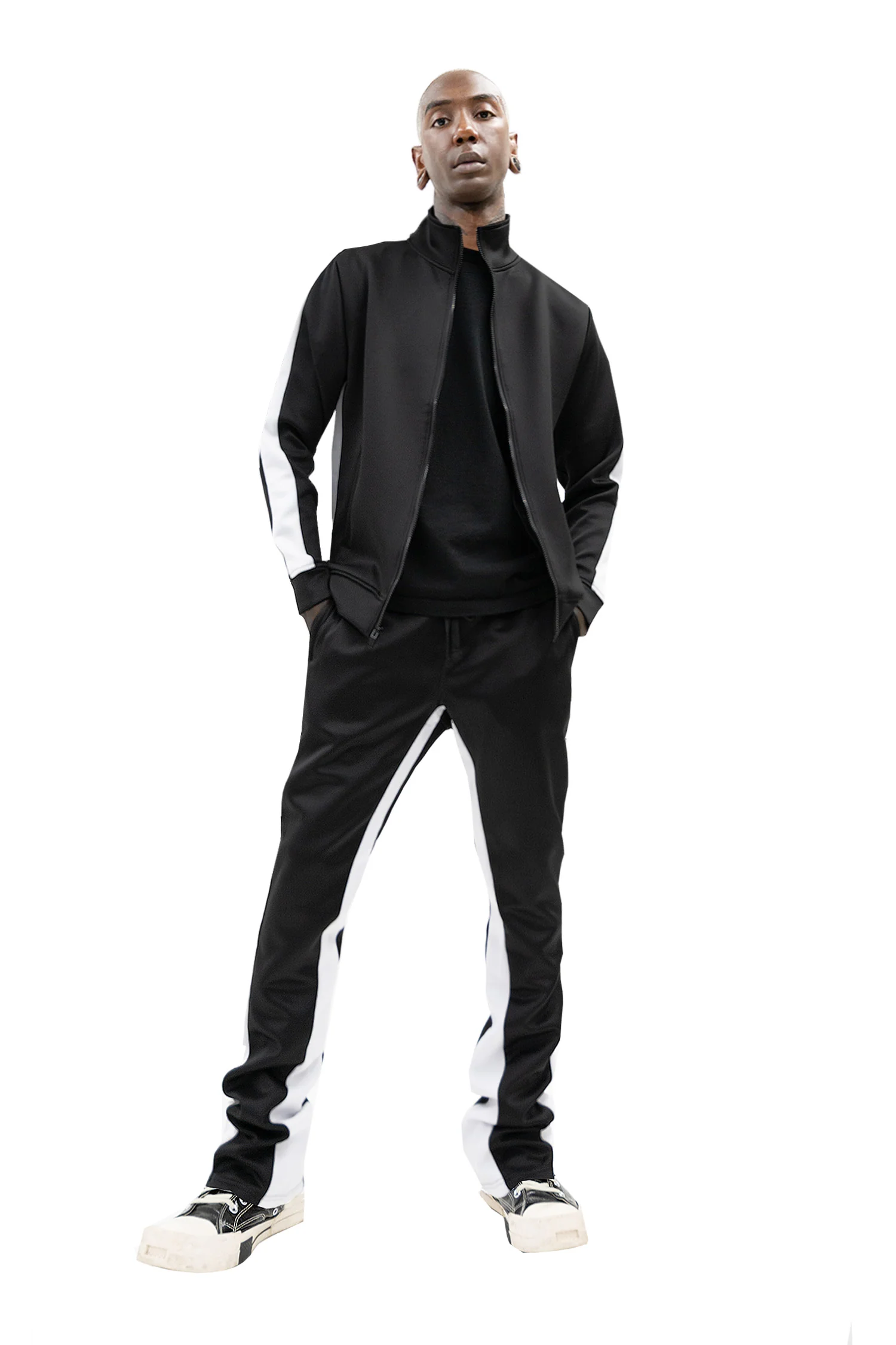 Men's Striped Stacked Flared Track Pants - Image 30