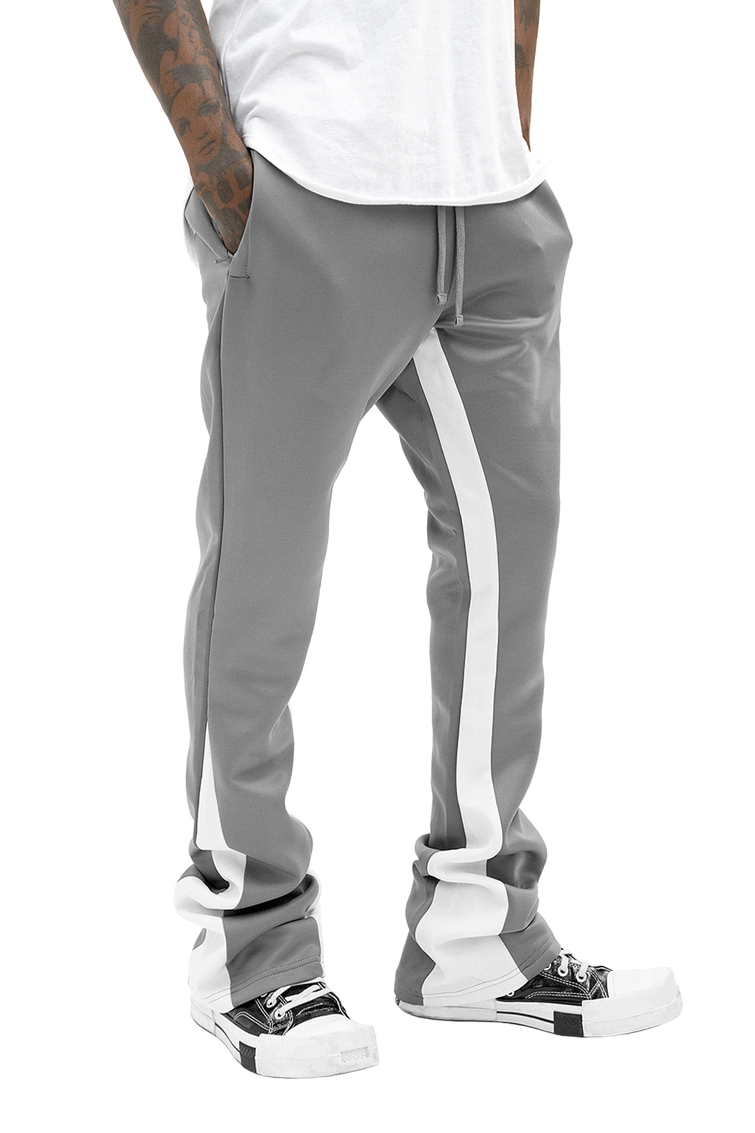 Men's Striped Stacked Flared Track Pants - Image 8