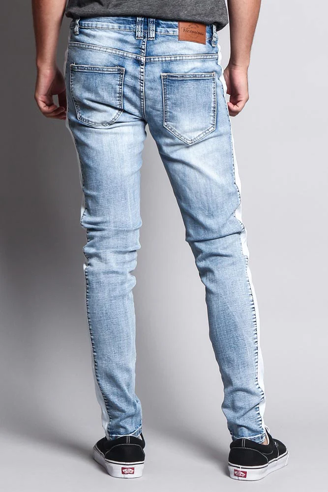 Men's Track Style Denim Jeans - Image 2