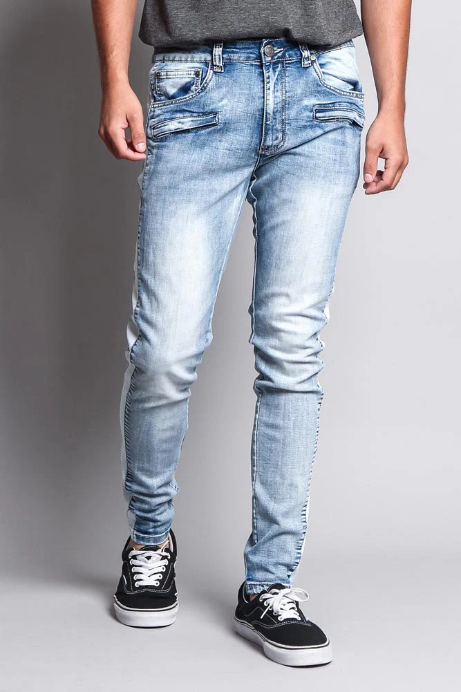 Men's Track Style Denim Jeans - Image 4