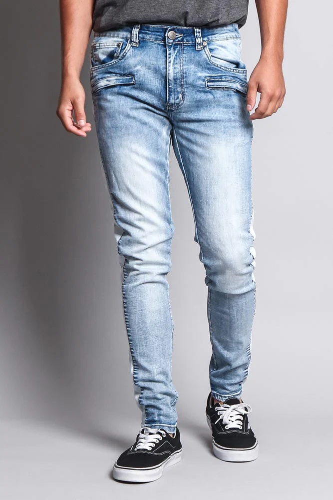 Men's Track Style Denim Jeans - Image 5