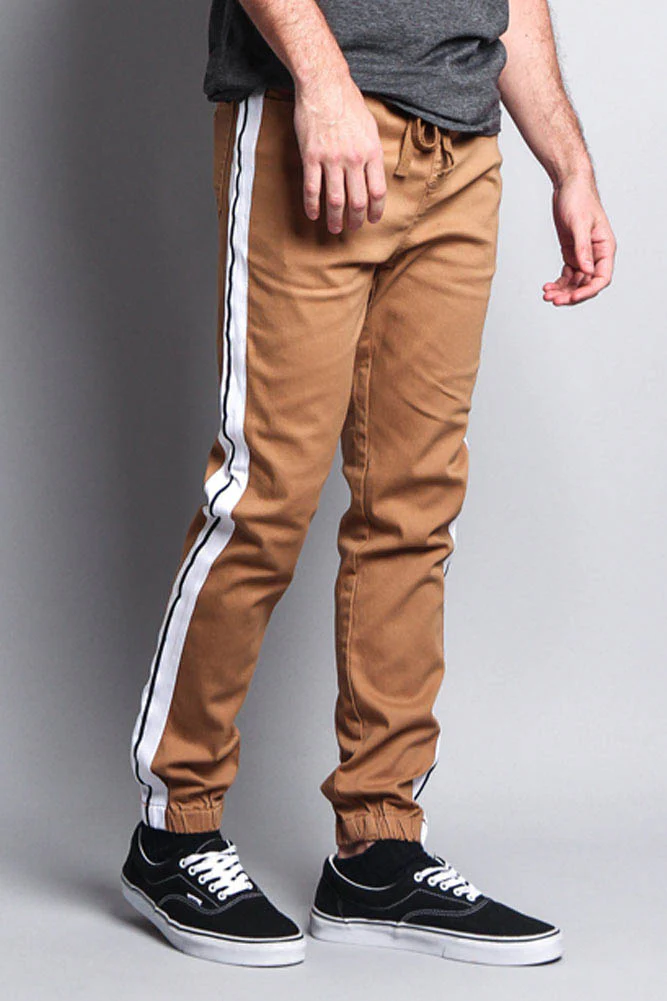 Men's Track Style Thick Striped Joggers - Image 14