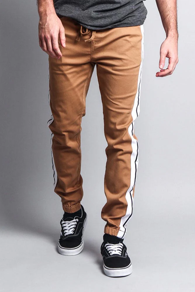Men's Track Style Thick Striped Joggers - Image 15