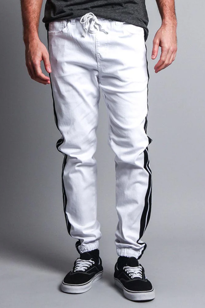 Men's Track Style Thick Striped Joggers - Image 16