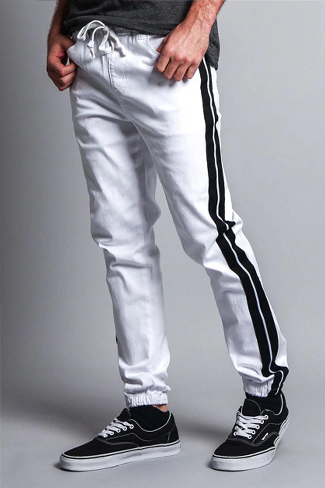 Men's Track Style Thick Striped Joggers - Image 17