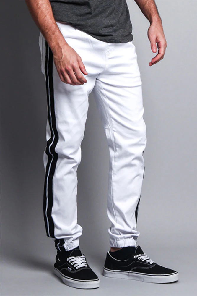 Men's Track Style Thick Striped Joggers - Image 19