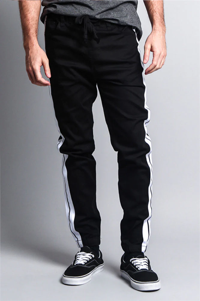 Men's Track Style Thick Striped Joggers - Image 5