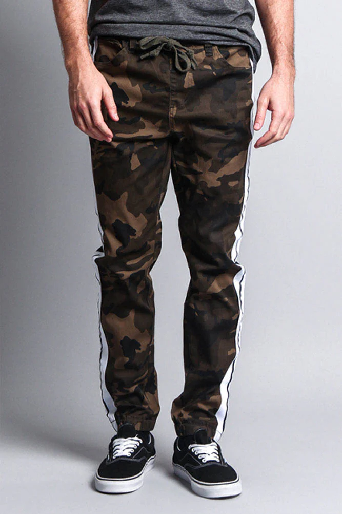 Men's Track Style Thick Striped Joggers - Image 6