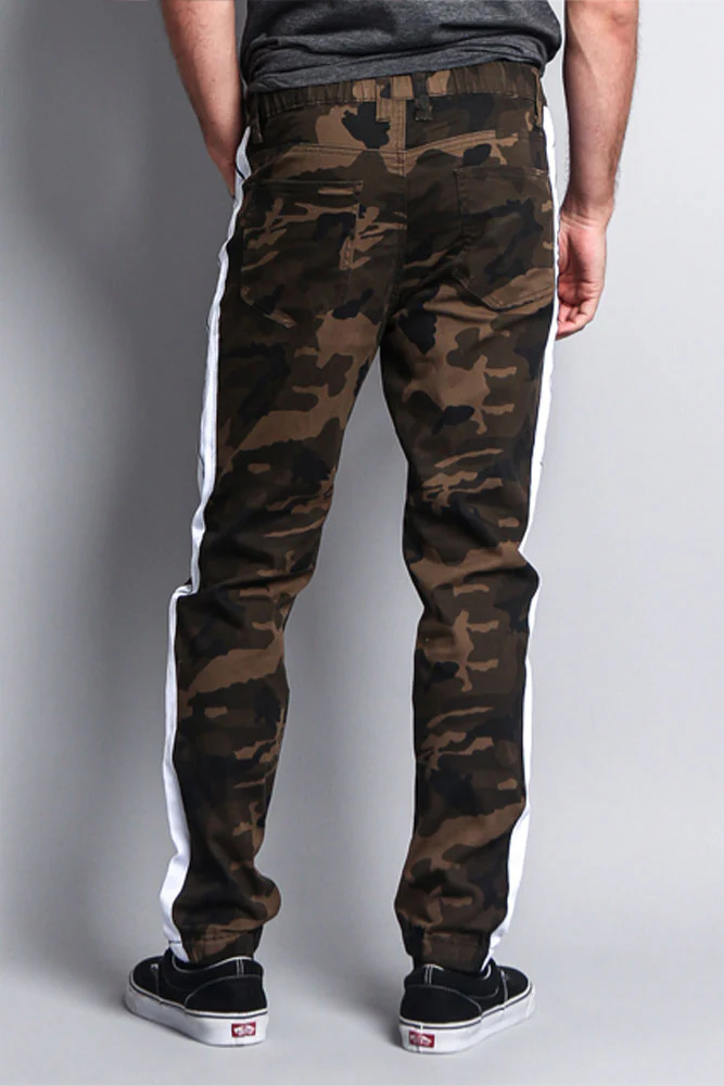 Men's Track Style Thick Striped Joggers - Image 8