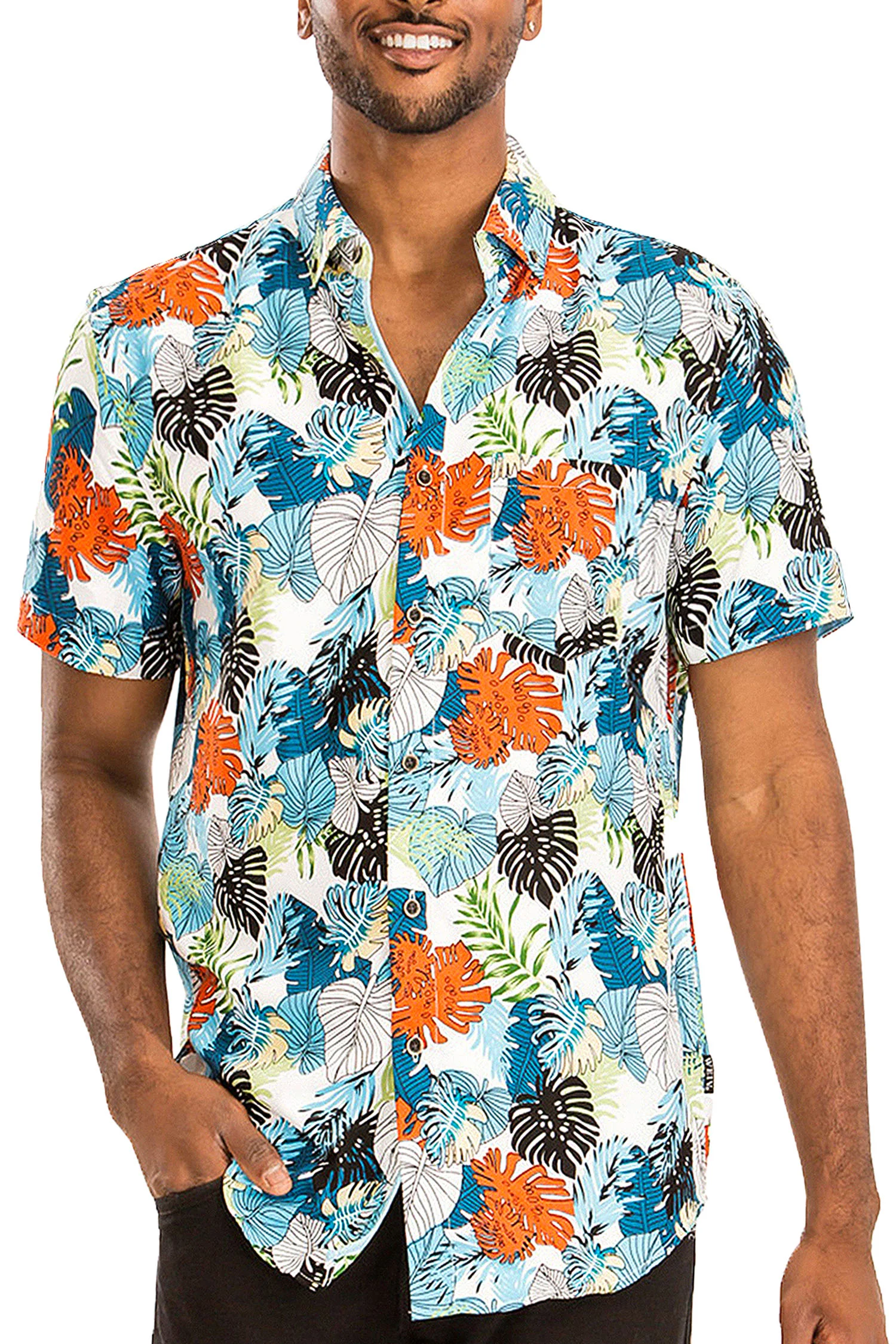 Men's Tropical Print Button Down Short Sleeve Shirts - Image 5