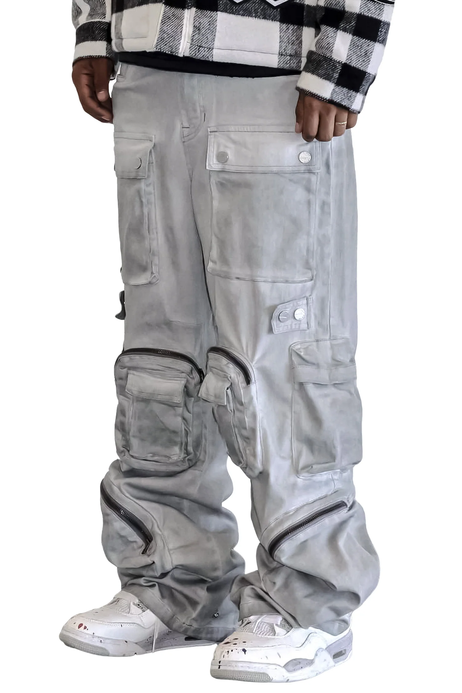 Men's Y2k Wide Fit Utility Cargo Baggy Denim Pants - Image 2