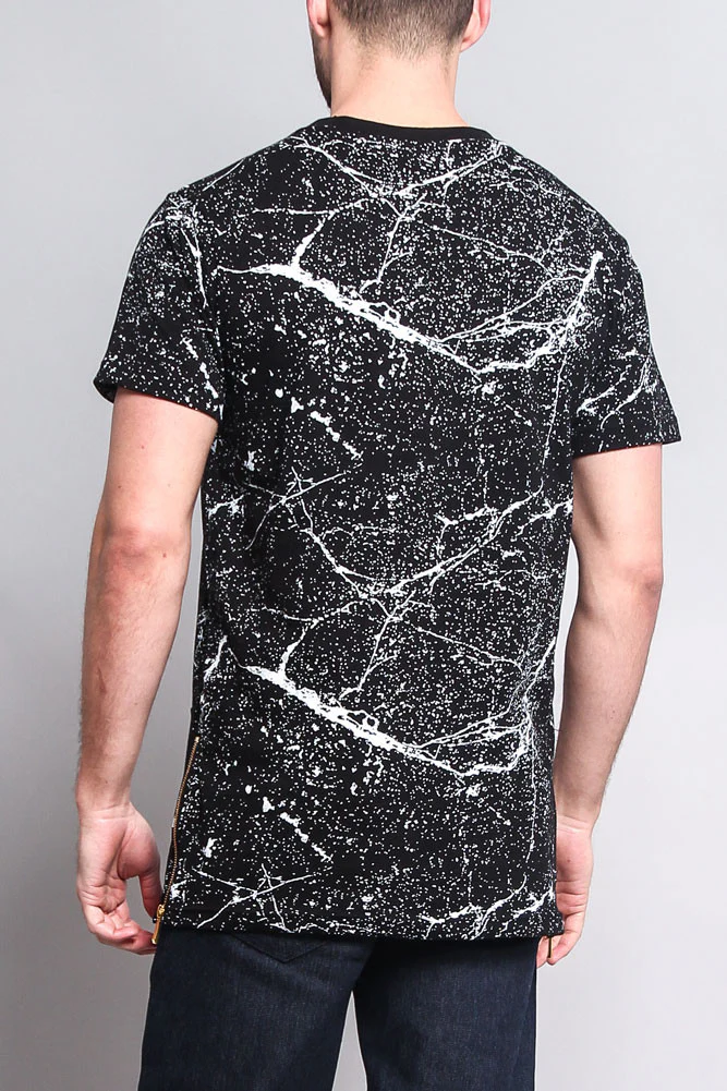 Metallic American Flag Marble Print T-Shirt - Image 4