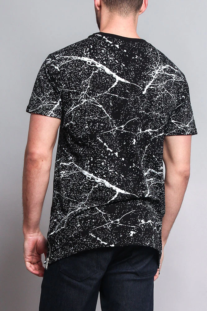 Metallic American Flag Marble Print T-Shirt - Image 9