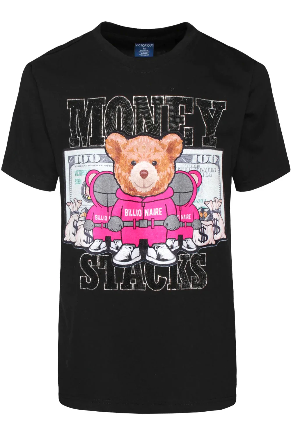 Money Stacks Crystal Embellished Bear T-Shirts