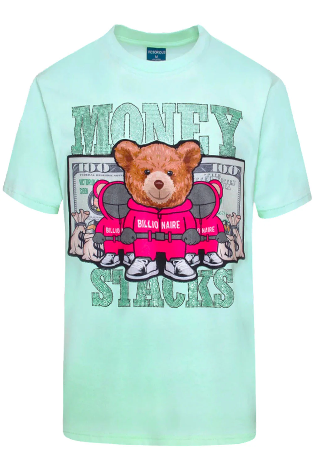 Money Stacks Crystal Embellished Bear T-Shirts - Image 3
