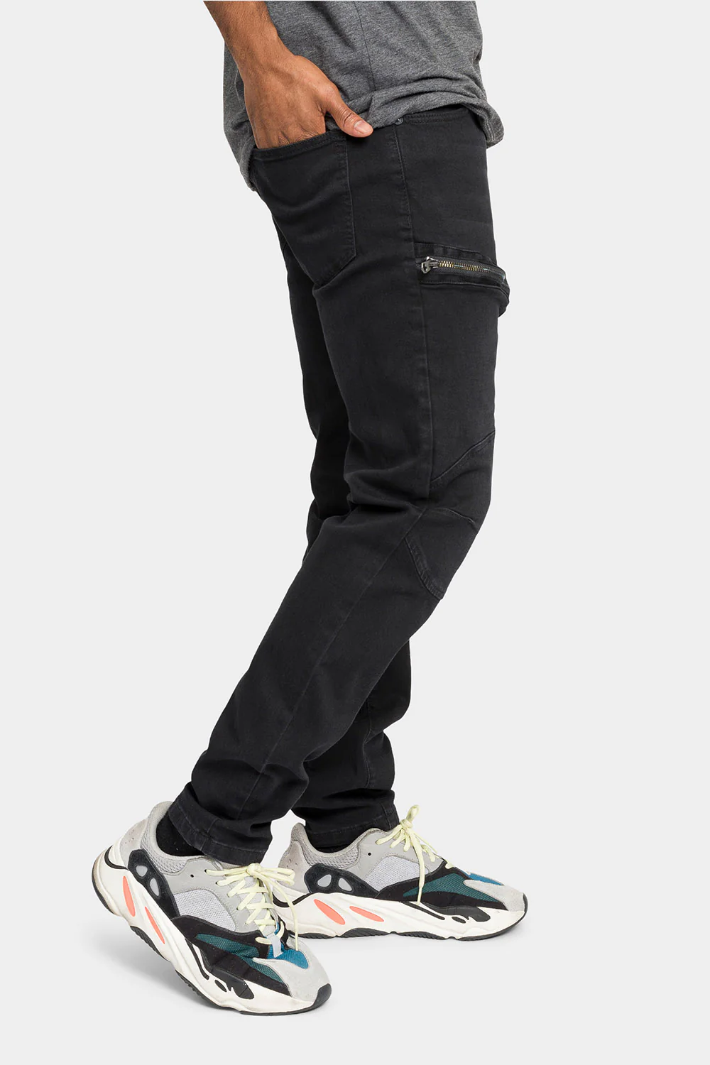 Moto Zipped Skinny Cargo Denim Jeans - Image 9