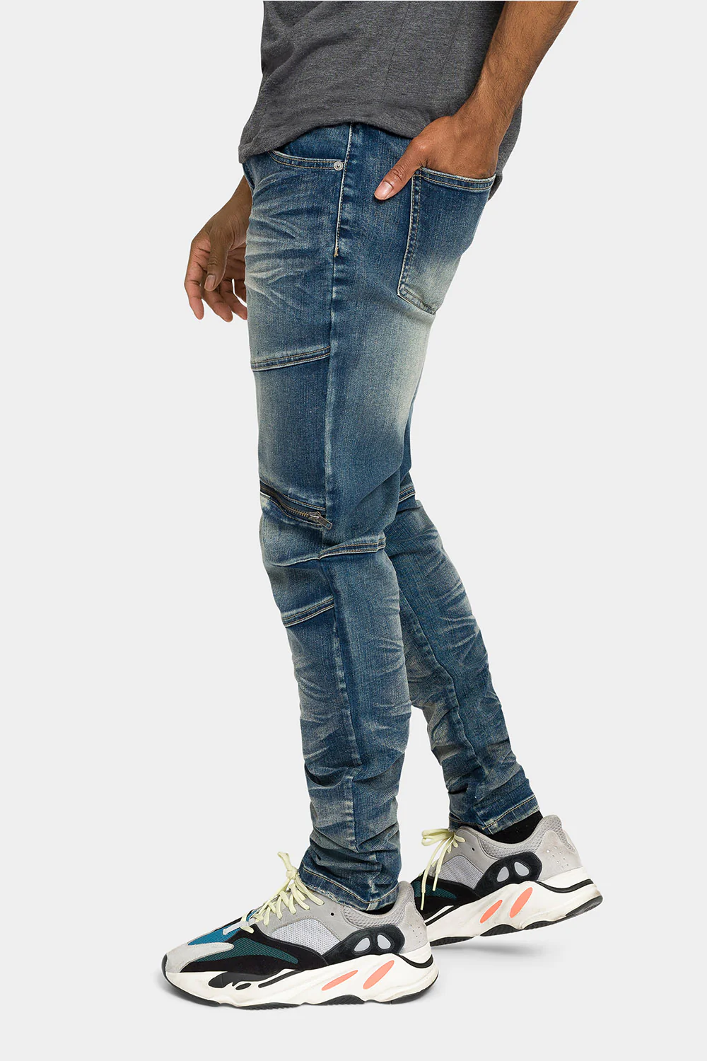 Moto Zipper Skinny Denim Jeans - Image 2