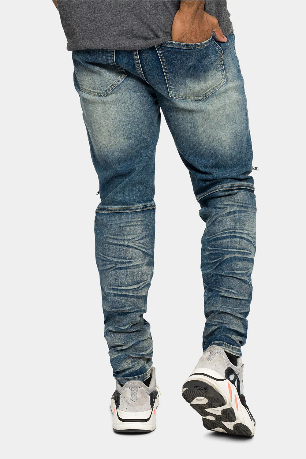 Moto Zipper Skinny Denim Jeans - Image 3