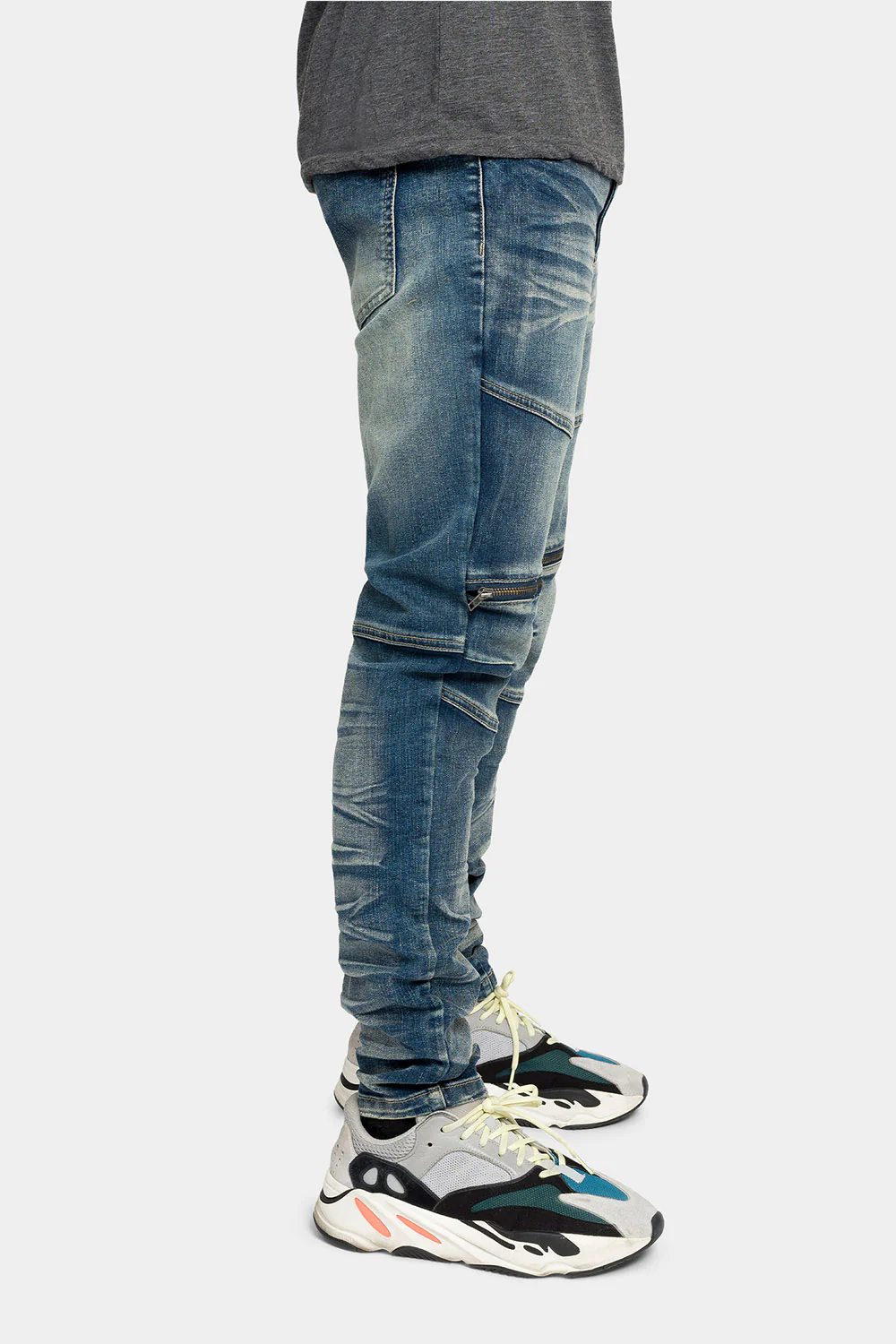 Moto Zipper Skinny Denim Jeans - Image 4