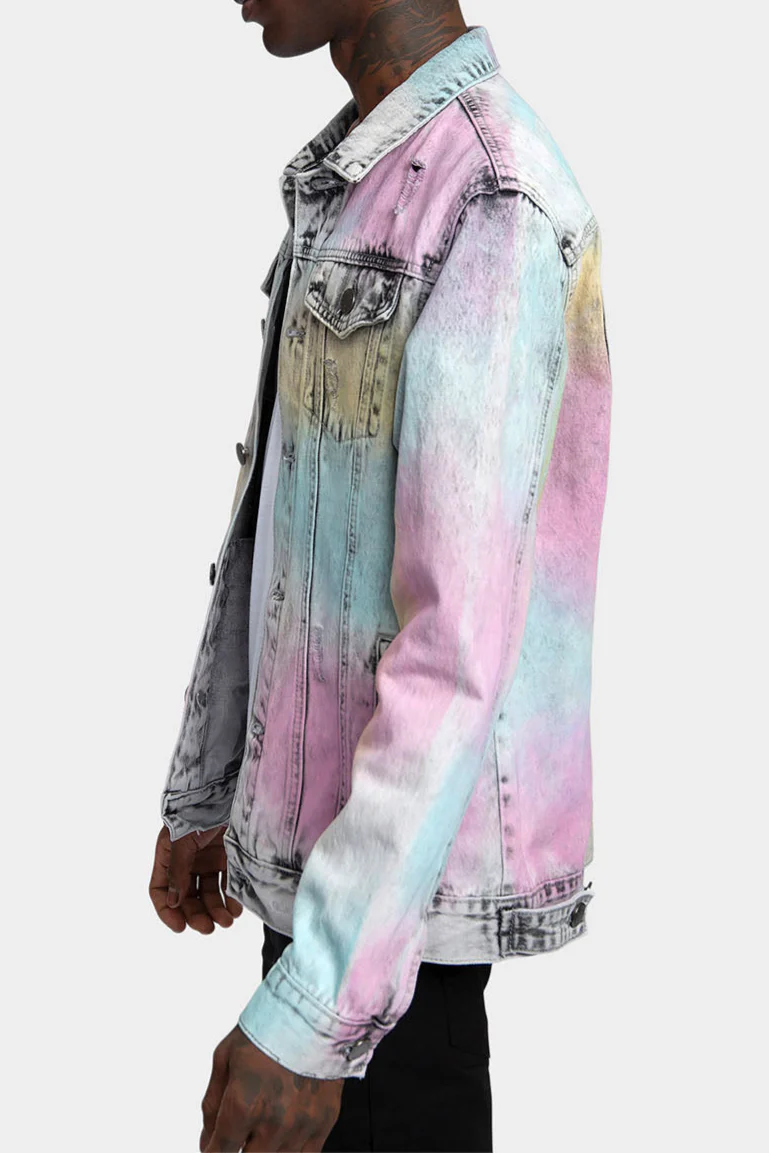 Multi Color Airbrushed Denim Jacket - Image 2
