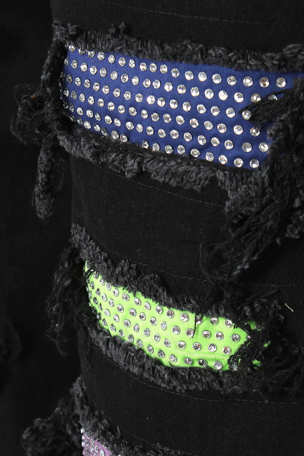 Multi Color Crystal Embellished Denim Shorts - Image 6
