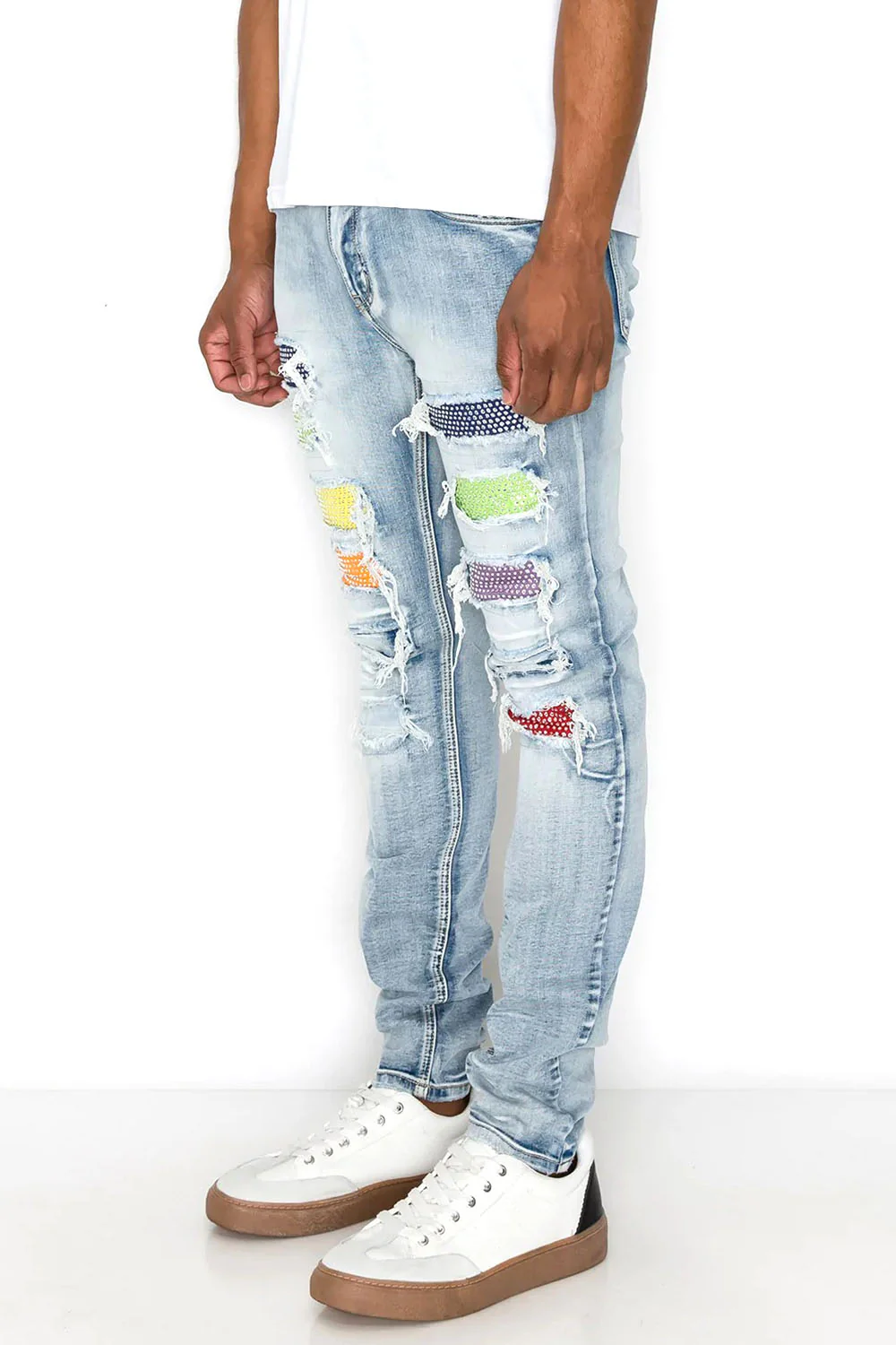 Multi Color Diamond Denim Jeans - Image 2