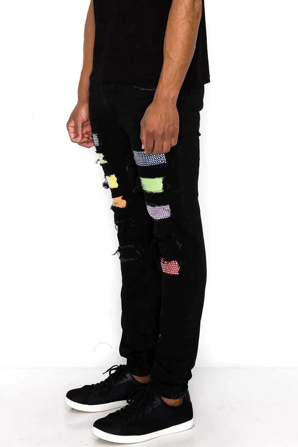 Multi Color Diamond Denim Jeans - Image 6