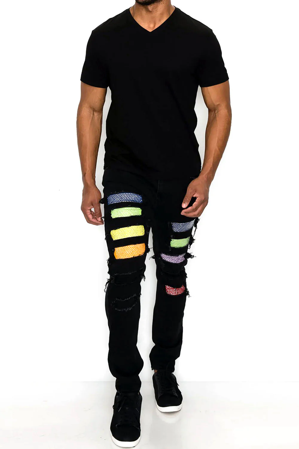 Multi Color Diamond Denim Jeans - Image 8