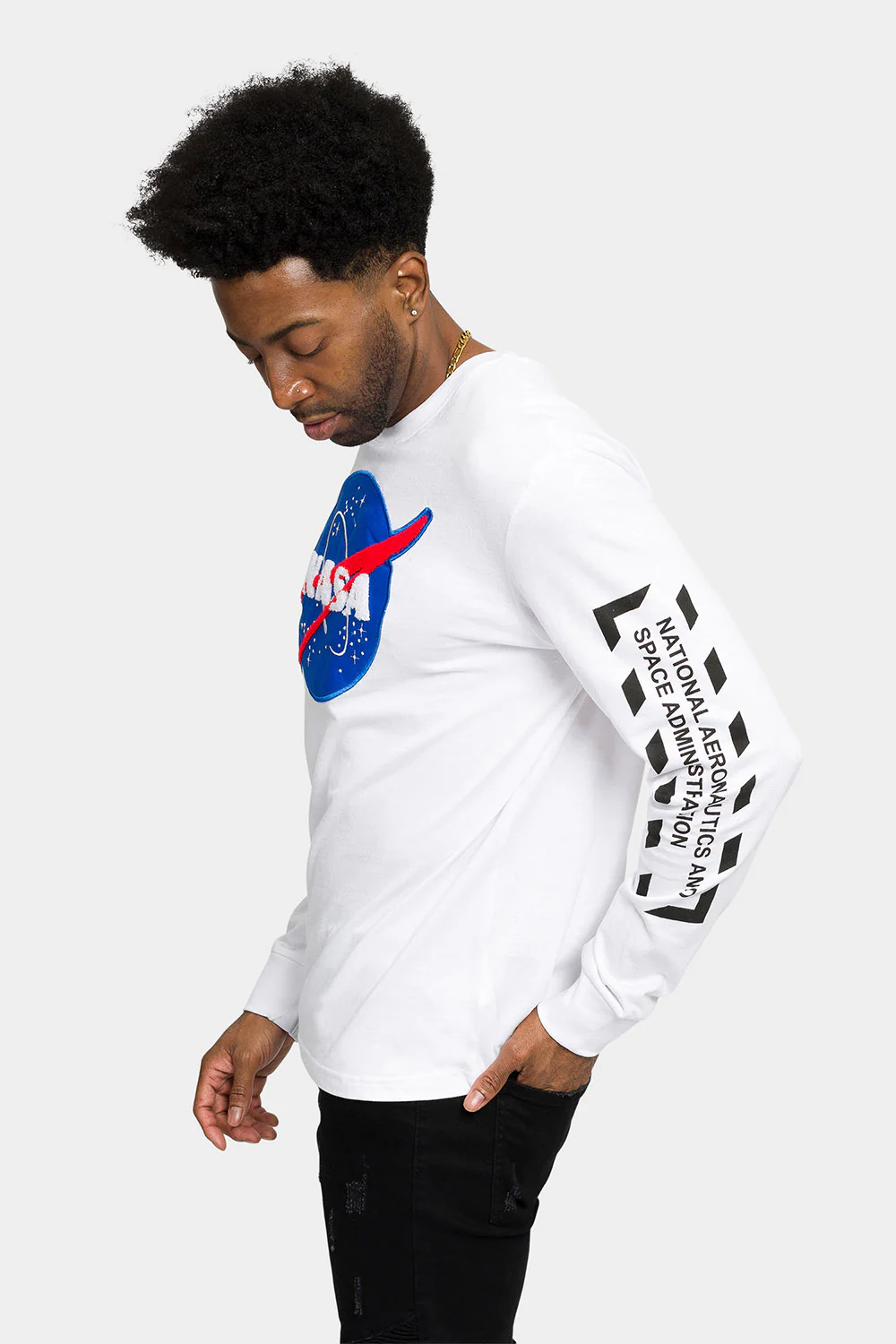 NASA Chenille Patch Long Sleeve T-Shirt - Image 2