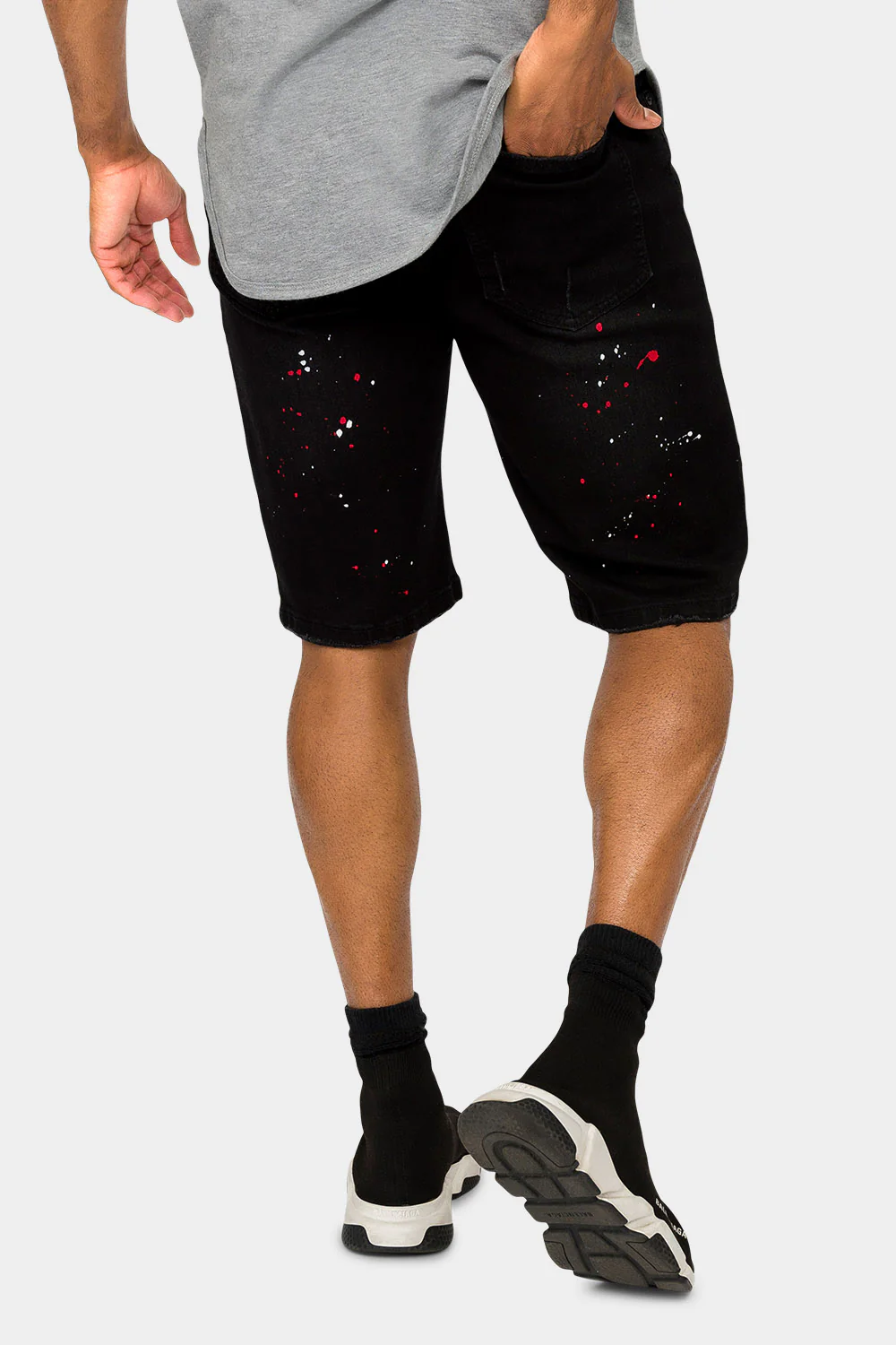 Neon Paint Splatter Denim Shorts - Image 3