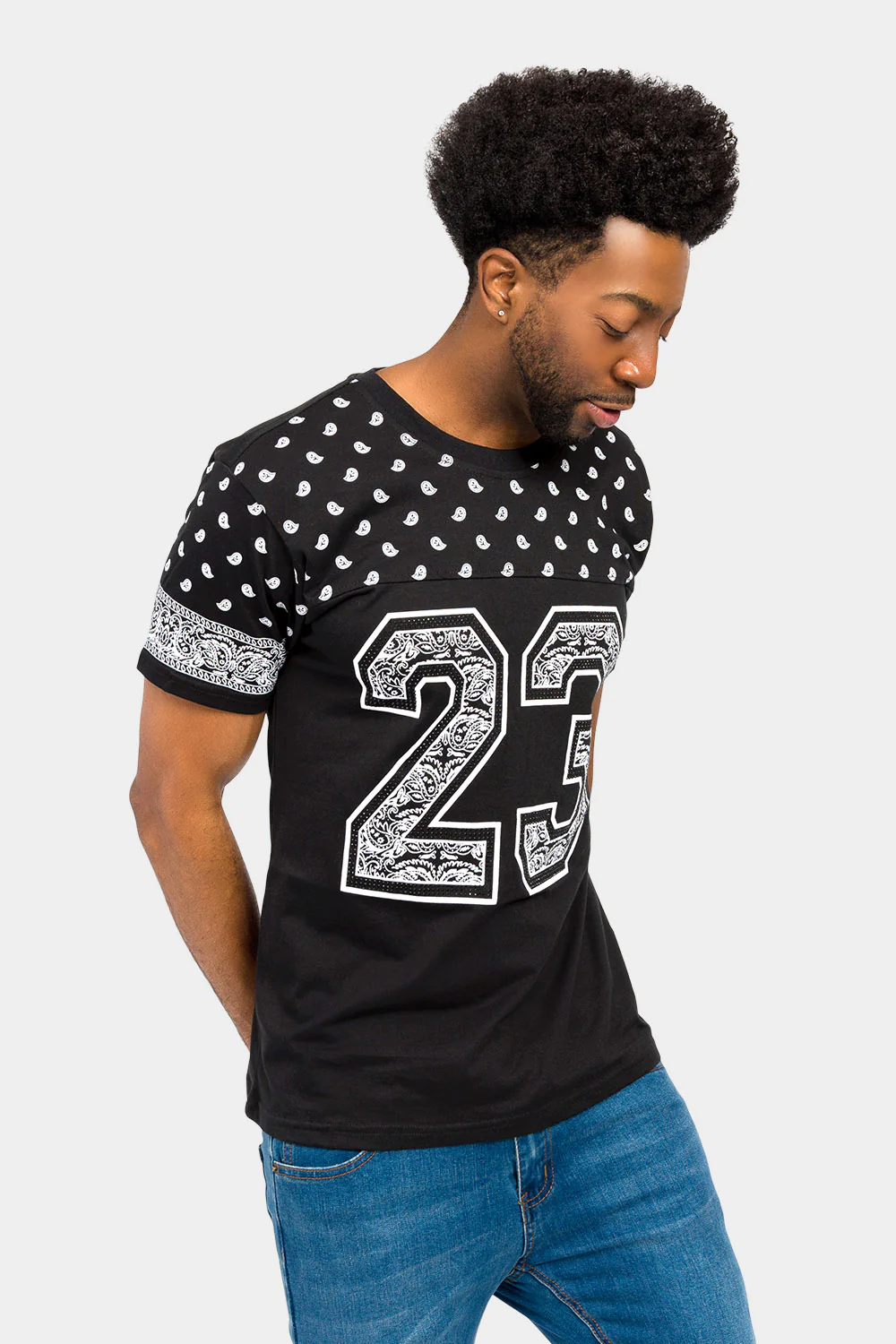 Number 23 Bandana Paisley Print T-Shirt - Image 4