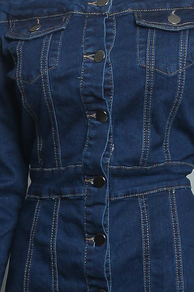 Off the Shoulder Denim Dress - Image 11