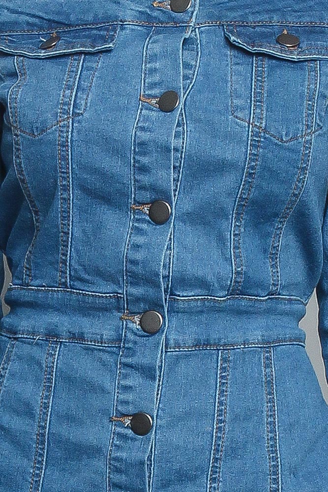 Off the Shoulder Denim Dress - Image 5