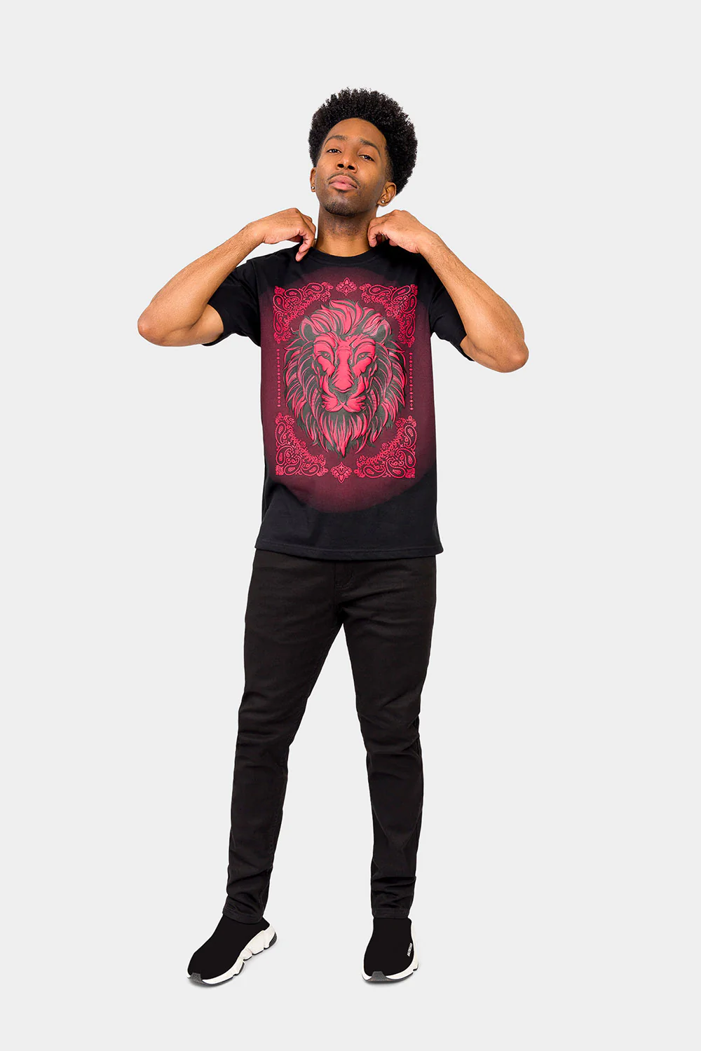 Paisley Print Embossed Lion T-Shirt - Image 10